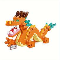 Dragon Building Blocks Creative Animal Mini Building Blocks DIY Bricks Toys Kids Desk Decoration Year of Dragon Gifts for Boys oranžinė
