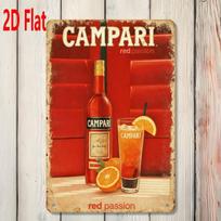 Vintažinis metalinis skardinis ženklas Campari Raudonoji Aistra Kokteilių Baras Pub Sienų Dekoras 20x30cm brown