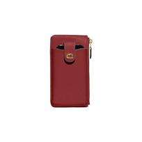 Coach Essential 10 Gold Logo Polished Pebble Leather Phone Wallet Women wallet Enamel-Red CJ866-B4E5D Enamel Red