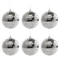 Mini Disco Ball Reflective Mirror Ball Hanging Mini Mirror Disco Ball for 70s Disco Themed Party Christmas Tree Wedding gray