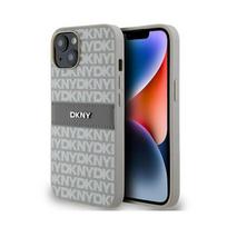 Išmaniojo telefono dėklas - DKNY - iPhone 14/15/13 - Šviesiai rudas odinis - Mono juostelė - Metalinis logotipas