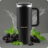Vakuuminis termosas, puodelis su šiaudeliu, 1180 ml, Berdsen, juodas