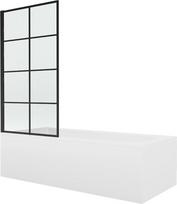 Vonia Mexen Vega su apdaila ir stiklo sienele, 150x70 cm + 80 cm, white+I/swing/black grid