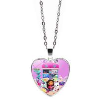 Gabby Dollhouse Heart Shape Necklace Cosplay Party Supplies Colorful Cartoon Beaded Bracelet Necklace Jewelry Gifts Accessories
