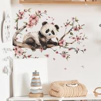 Animacinis panda šakelė gėlė sienos lipdukas svetainės fono dekoravimas vaiko miegamojo namų dekoras lipnus lipdukas juoda