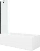 Vonia Mexen Cubik su apdaila ir stiklo sienele, 150x70 cm + 50 cm, White+Black/Transparent, Mexen Cubik stačiakampė vonia 150 x 70 cm su apdaila ir vienos dalies 50 cm širma, skaidri, juoda - 550315070X9505000070