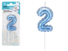 Gimtadienio žvakutė Ravi Blue Star 2, mėlyna sp., 16 cm