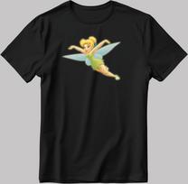 Tinker Bell Figure Short Sleeve White-Black Men's / Women's T-Shirt G420 S
