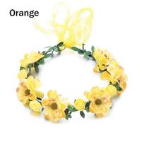 Wedding Accessories Girls Floral Wreath Bridal Halo Headpiece Bohemia Garland Rose Flower Crown oranžinė