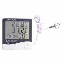 LCD Digital Thermometer Hygrometer Weather Station Wireless Temperature Humidity Tester Indoor Outdoor Probe Clock Alarm 0.1C