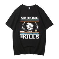 Rūkymas žudo T-shirt Unisex Unisex Japonų Anime Mergaitė Grunge Estetika Vintage Išplautas T-shirt Unisex Aukštos Kokybės Medvilninis T-shirt S