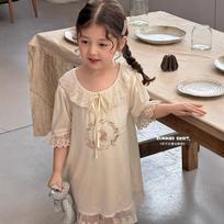 Little Girls Short Sleeve Thin Princess Style Summer Kids Sleepwear Nightgown 100cm