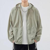 New Men's Hooded Sun Protection Clothes Outdoor Ice Silk Lightweight Summer UV Sun Protection Jacket M