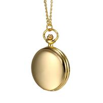Gold Vintage Quartz Pocket Watch,Fashionable  Unisex Smooth Necklace Watch for Gifts,Dual-Display Roman Numeral Quartz Watch