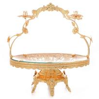 Hot Selling Metal Round Fruit Snack Glass Plate Storage Tray for Dry Fruit Tray 24cm