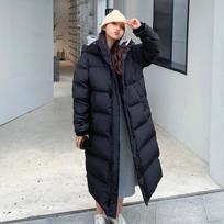 Žiemos šilta Parka ilga moteriška pūkinė striukė sniego paltai Moteriška striukė su gobtuvu stora, šilta elegantiška moteriška, atspari vėjui S juoda