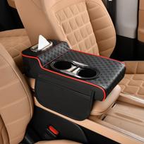 PU Leather Vehicle Armrest Cushion 2 Cup Holder Arm Rest Heightening Pillow  Vehicle Interior Style 9