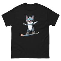 French Bulldog Dog Snowboarding Fun Snowboard Design T-Shirt S