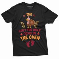 Thanksgiving Pregnancy Announcement T-Shirt Thanksgiving Gender Reveal Party Tee S