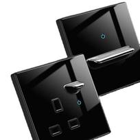 Juodas grūdintas stiklas Sieninis jungiklių skydelis LED Europos 16a lizdas Retro jungiklis Šviesos jungiklis ES JK Universalus standartas 2 USB lizdai Uk Standard&86mm*146 mm pilka