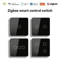 2026 New Tuya Smart Life Zigbee Wall Switches Touch Switch 220V Need Neutral Wire and Only L Switch Compatible with Alexa Voice (Black,Eu Standard&1 Gang Zigbee N&L switch) juoda