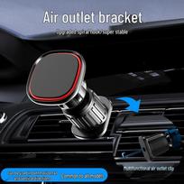360° Rotating Magnetic Car Phone Holder with Suction Cup & Air Vent Attachment gray