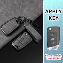 Car Key Case Cover for Skoda Kamiq Metal Leather Key Folding Shell Holder Keyless Protector Keychain Cover Car Accessories