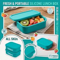 Silicone Bento Box with Leak- Lid - Medium Food Storage Container for Lunch and Meal Prep - Reusable and Dishwasher One Size žalia