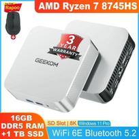 GEEKOM A8 Mini PC - AMD Ryzen 7 8745HS, 16 Go DDR5 évolutifs, 1 To SSD, Radeon 780M, 6x USB, Windows 11 Pro