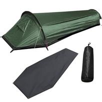 Single Person Backpacking Tent Hiking Bivy Tent Lightweight Sleeping Bag Tent with Ground Cloth armijos žalia spalva