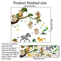 Kids Wall Stickers Jungle Animals Large African Lion Giraffe Monkey Wallpaper Children Boys Room Decor Mural Wall Decal Nursery