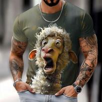 Men's Animal Funny T Shirt Short Sleeve T Shirt 3D Print Crew Neck Shirt Exaggerated Designer Party Holiday Gray Summer Spring Clothing S