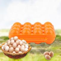 Dvipusis plastikinis kiaušinių dėklas, laikymo dėžutė, konteineris su rankena 12 kiaušinių(oranžinė) oranžinė