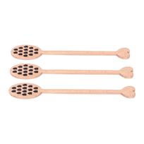 3pcs Wood Honey Dipper Heart Pattern Chinese Cherry Wooden Mixing Stirrer Kitchen Tableware L