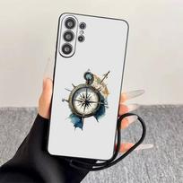 Vintage Nautical Compass  Phone Case For Samsung S25,S24,S21,S22,S23,S30,Ultra,S20,Plus,Fe,Lite,Note,10,Black Cover Samsung S26 white