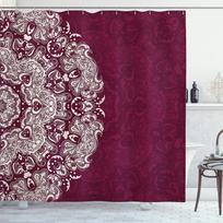 Burgundy Mandala Shower Curtain Boho Floral Pattern Elegant Bathroom Decor Linen160X180 W60H190(CM)-1 Pcs gray