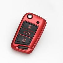 Car Key Case Cover Shell Bag For Skoda Octavia Kodiaq Karoq For Seat Ateca Leon For Volkswagen VW Polo Golf 7 MK7 Tiguan passat raudona