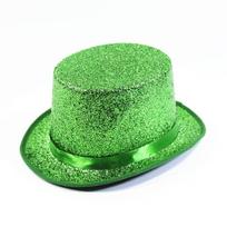 Fashionable Wide Brim Jazz Hat Solid Color Magician Costume Glitter Top Hat Multicolor Headwear Magician Top Hat Holiday žalia