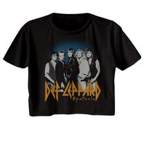 Def Leppard Blue Fade Background Black Women's Festival Cali Crop T-Shirt 2XL