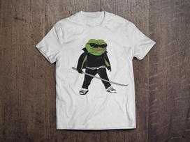Pepe The Frog Blade Katana Meme / Heavyweight cotton unisex T shirt with print tee top 2XL