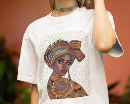 Traditional African Woman T shirt - Mosaic Art - Abstract Art - Black History - %100 cotton S