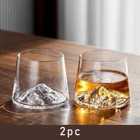 Japanese Fujiyama Mountain Glass Cup Vintage Ice Crystal Whiskey Tumbler Ins Style Water Cup 201-300ml