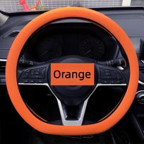 Silica Gel Universal Round D-shaped Steering Wheel Cover Anti-slip Steering Wheel Protector 38 cm oranžinė