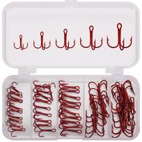 High Carbon Steel Sharp Barb Fishing Hooks Set 50Pcs Red Portable for Professional Anglers Freshwater Fishing 1box