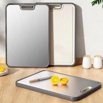 Double Sided Cutting Board Antibacterial Food Grade Stainless Steel Wheat Straw Dishwasher Safe for Busy Home Kitchen Use A