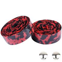 1pair Bike Handlebars with Dead Flying Road Car Bindings Bend Handlebars Wrapped Shock Absorbing Comfortable Riding Equipment raudona