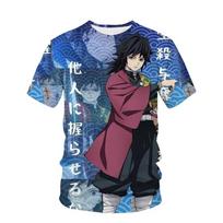 Anime Demon Slayer Kimetsu Kids T-Shirt Cosplay Summer Short Sleeve Kids Clothes Cartoon Ghost Blade Graphic T-Shirt S