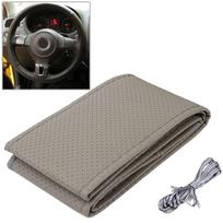 1vnt., skirtas opel astra h Funda volante Dangtis ant vairo Dirbtinės odos automobilio dangteliai Pilka juoda su adatomis pilka spalva