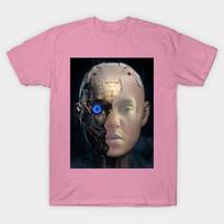 T Shirt Women Cyborg Harajuku Print Kawaii Tshirt Summer Short Sleeve Female T-Shirt Top Tee S rožinė