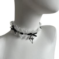 Lace Bowknot Choker Lace Necklace with Heart Wing Key Pendant For Women Halloween Daily Wear And Cosplay Theme Event juoda
